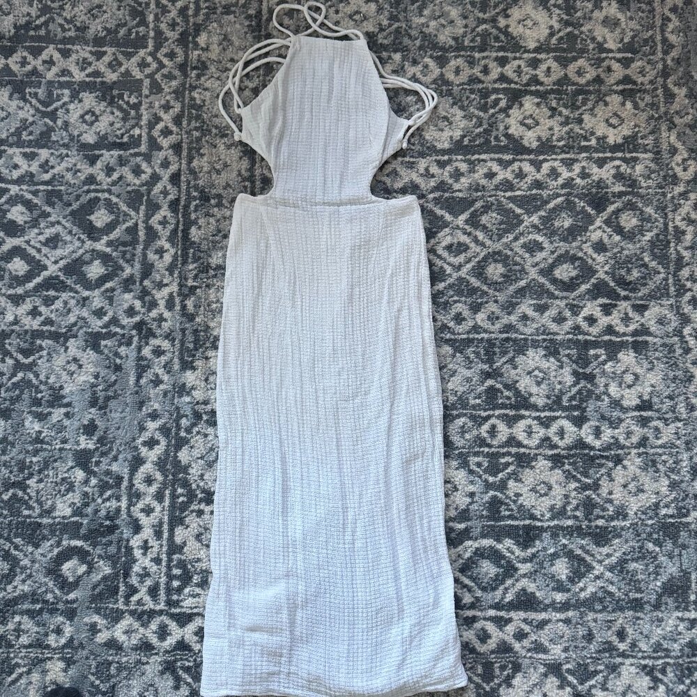 SABO White Textured Cutout Midi Dress – XS